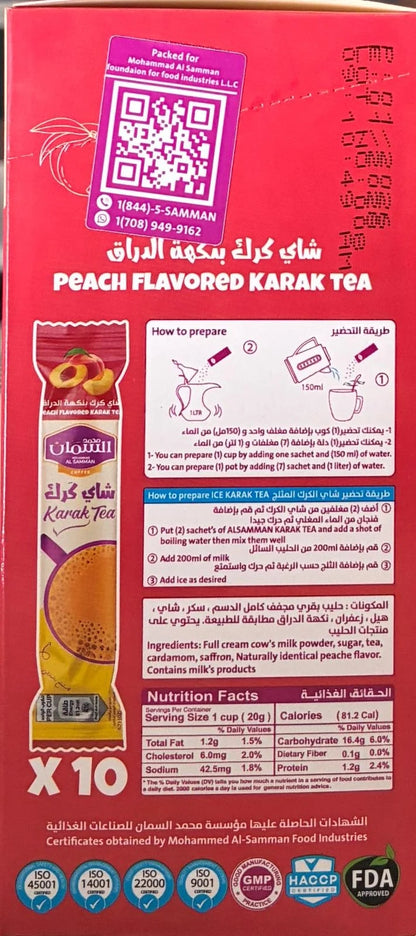 Al Samman Karak Tea Peach Flavor 10pk