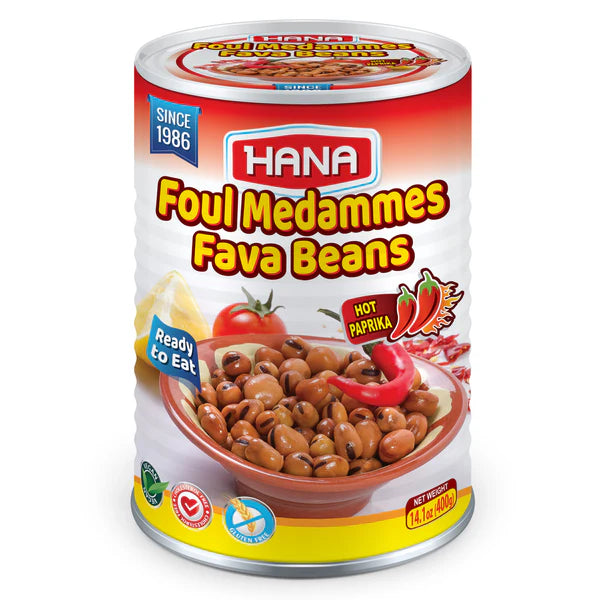 Hana Foul Fava Beans w Hot Paprika 14.1 oz 400 gr