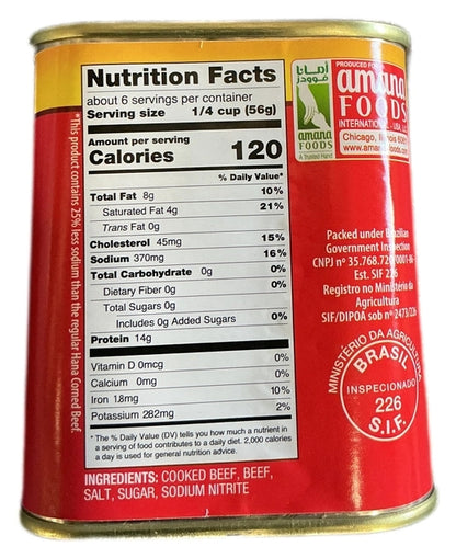 HANA Corned Beef Premium- Low Sodium 340G halal