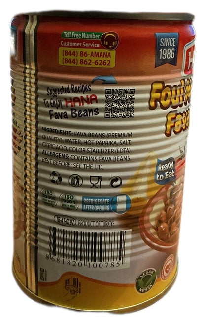 Hana Foul Fava Beans w Hot Paprika 14.1 oz(400 gr)