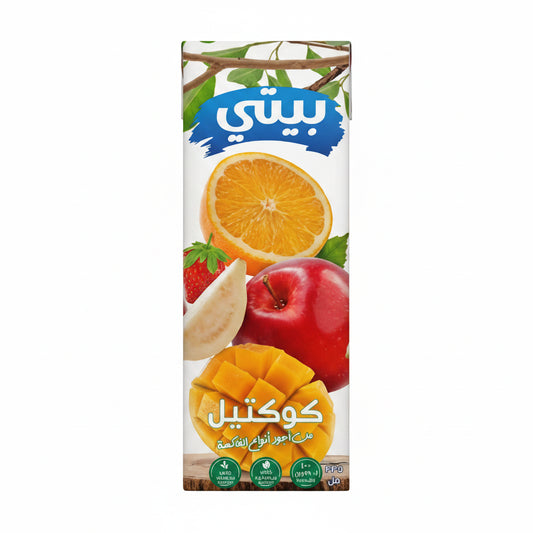 Beyti Cocktail 200 ML carton with orange apple strawberry guava mango, 100% natural no added sugar 0% alcohol