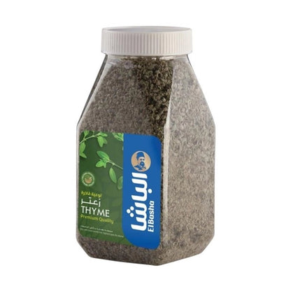 EL Basha Thyme Leaves 100g jar with dried green-brown herbs and Arabic English label