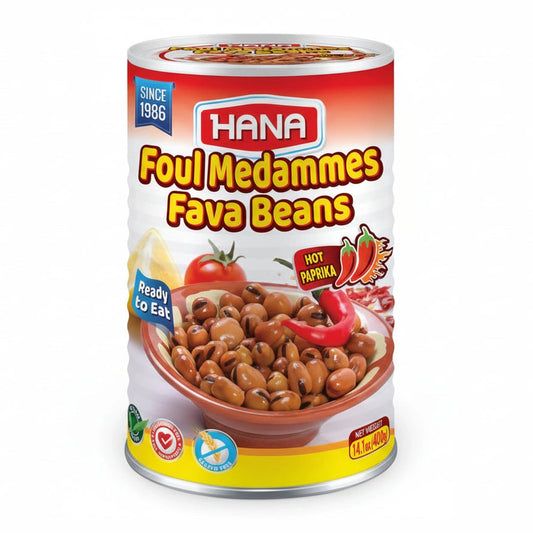 hana Hana Foul Fava Beans w Hot Paprika 14.1 oz 400 gr