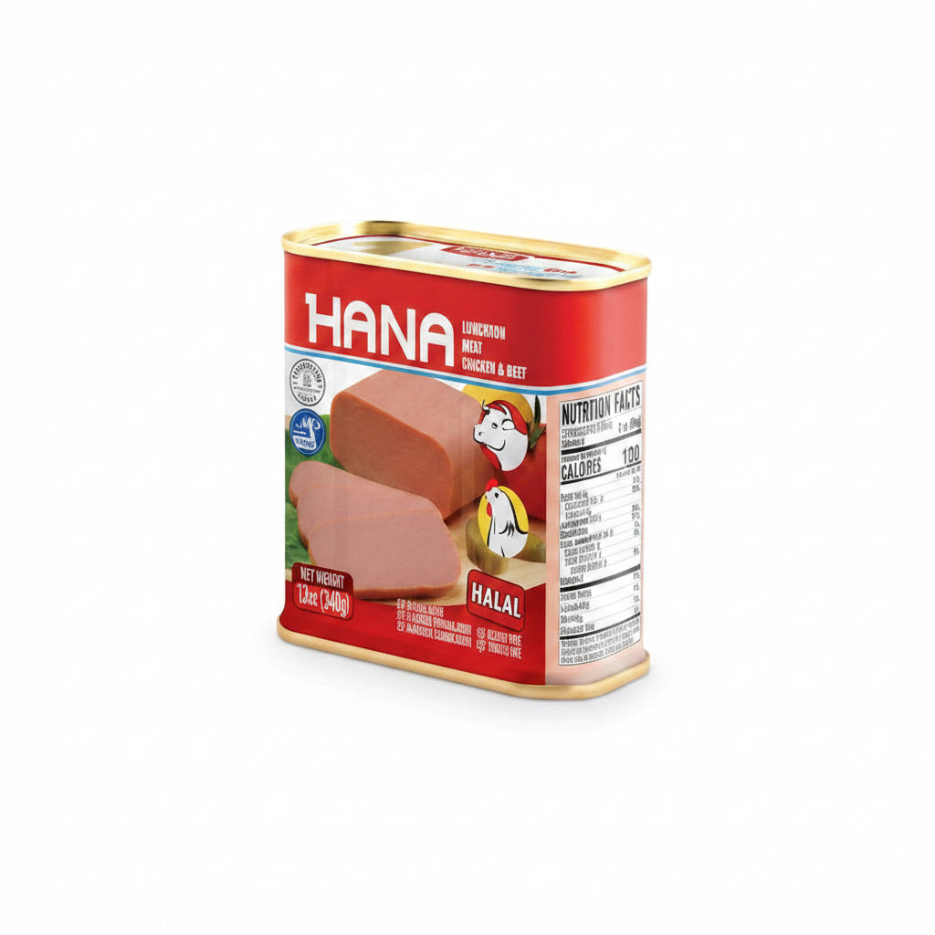 Hana Halal Luncheon Meat Chicken & Beef 340g can with olive and meat slices