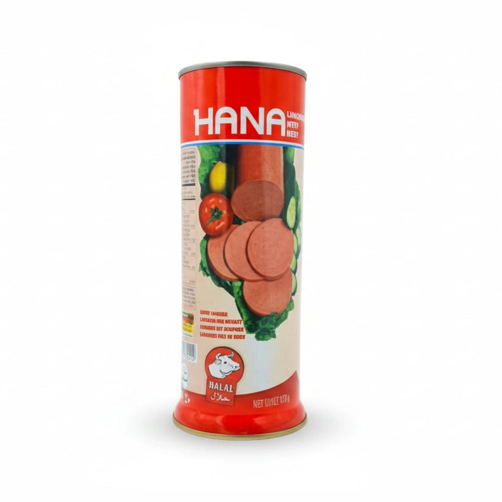 Hana 830g halal canned luncheon meat with beef red label
