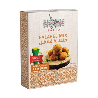 Jafra Falafel Mix 200g box with free green falafel mold and golden fried balls