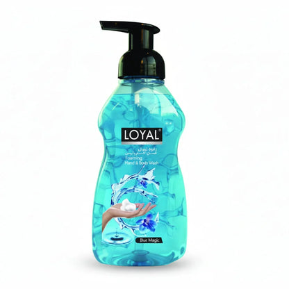 Loyal Blue Magic Foaming Hand and Body Wash turquoise blue translucent pump bottle
