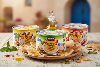 Hana Hommus With Tahina – Bundle Deal (Original, Natural Cumin & Hot Pepper) 3 pack